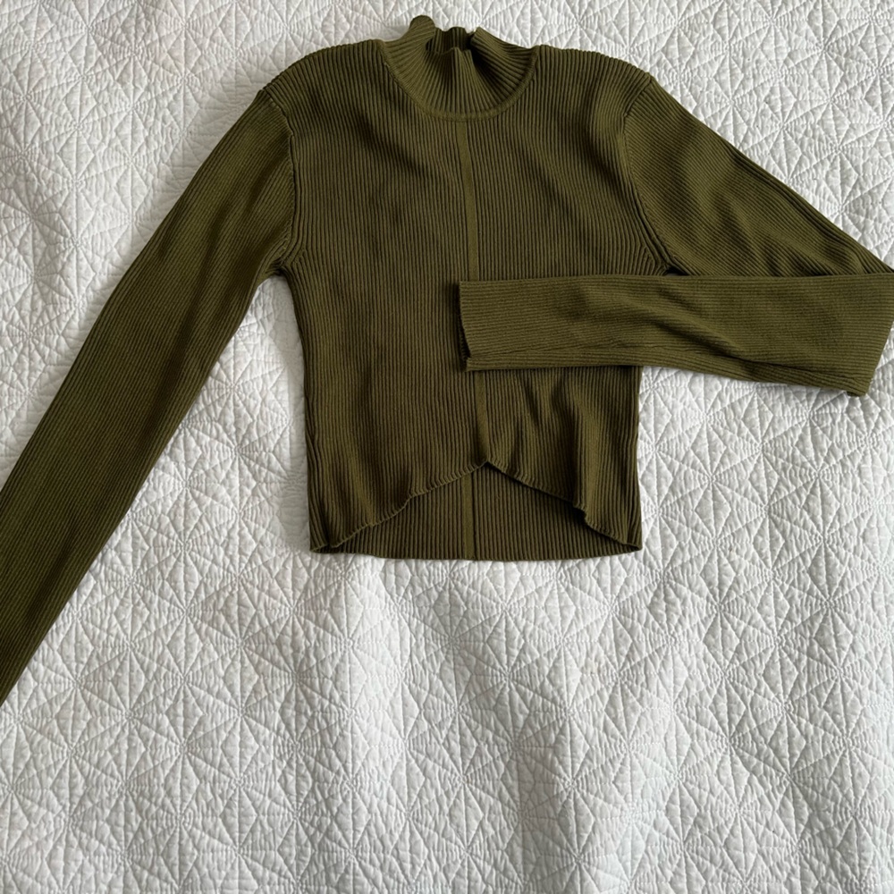 Garage - Ribbed Olive Green Sweater, cropped